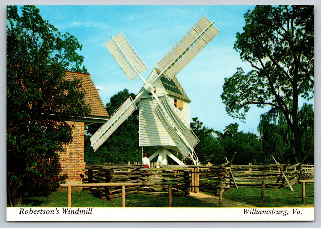 Robertson Windmill, Williamsburg, Virginia, Vintage Post Card