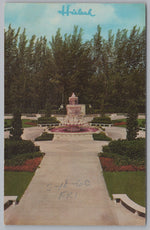 Flamingo Fountain, Sprouting Pink Water, Hialeah Racecourse, Miami, Florida, VTG PC.