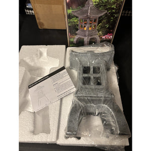 Japanese Style Solar Garden Stone Pagoda Lantern Resin Statue Zen Ornament
