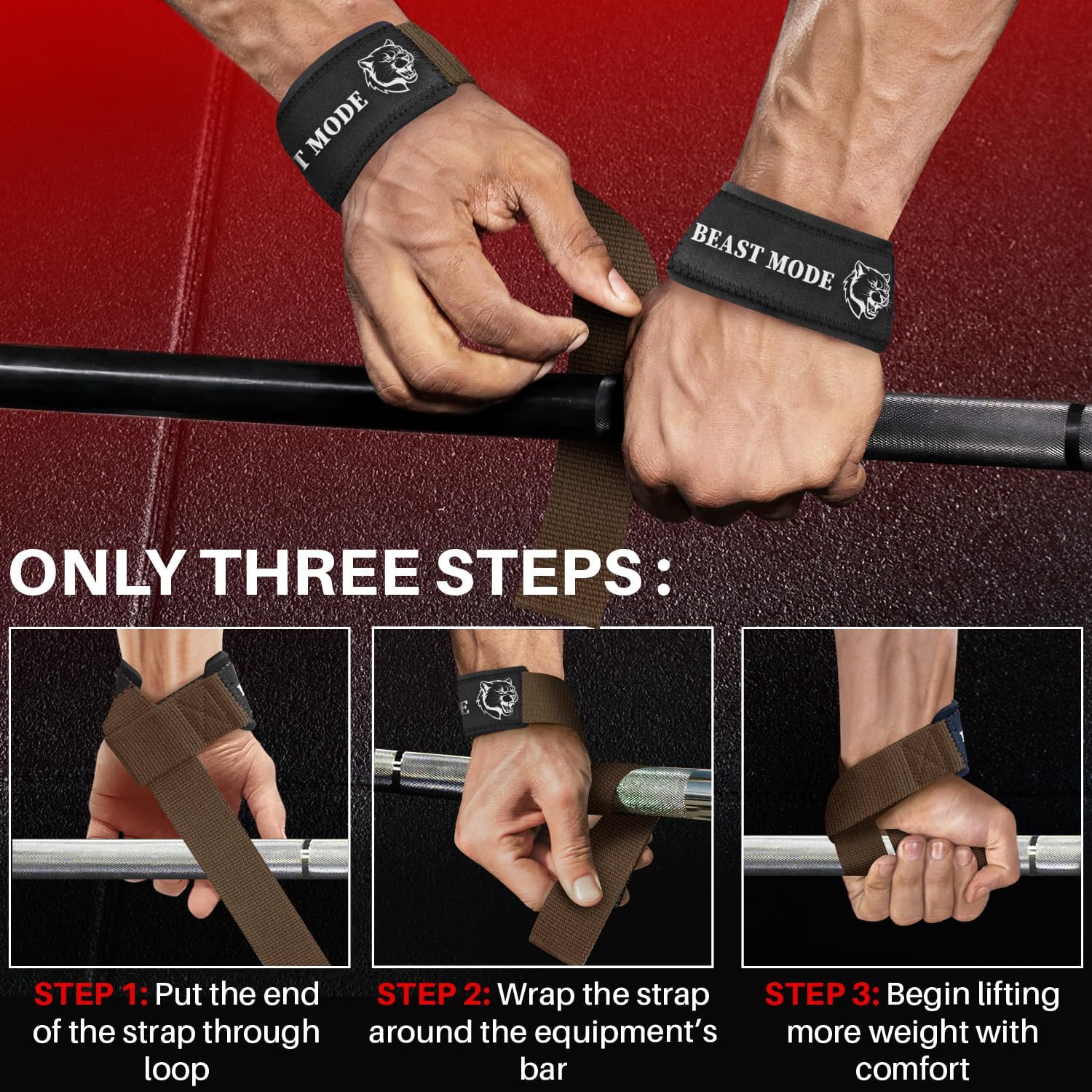 Wrist Lifting Straps for Weightlifting Gym, Deadlift, Workout - Neoprene Padded Cotton, Anti Slip Silicone
