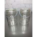 Vintage Wire Bale Clear Plastic Canister Salt & Pepper Shakers Hong Kong