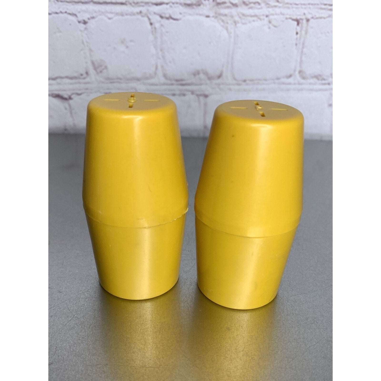 Vintage MCM Plastic Salt & Pepper Shakers Mustard Yellow Luran W. Germany