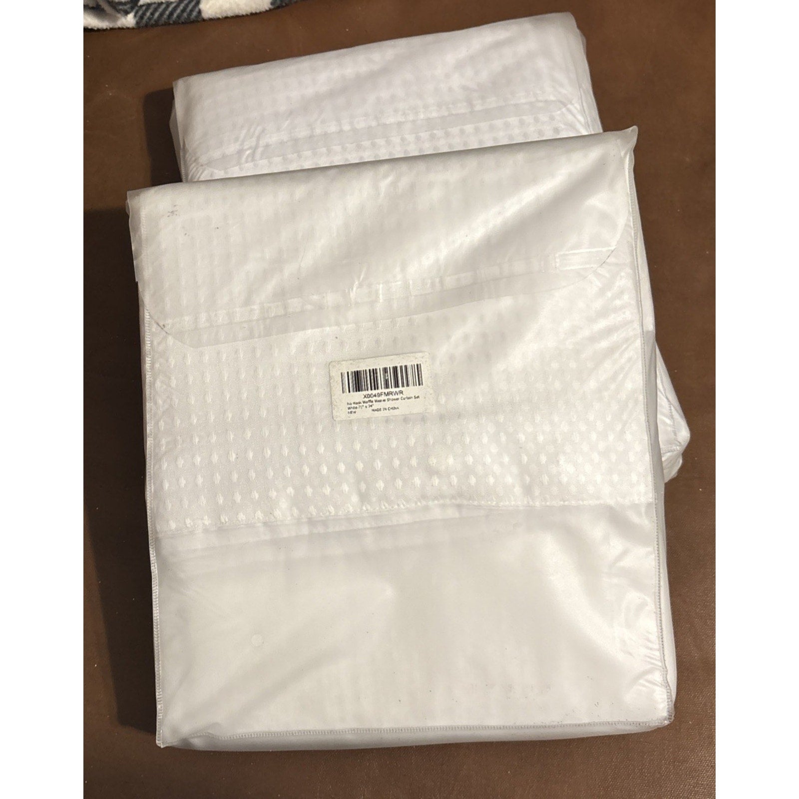 No Hook Waffle Weave Shower Curtain w/Snap in Liner 71" x 74" Hotel Grade White