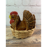 Ceramic Chicken Hen In Basket Salt Pepper Shaker Napkin Holder Brown Giftco