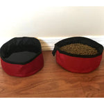 7” Travel Portable Pet Bowl Dish Red Black Trim Folds Holds 4 Cups-Set of 2