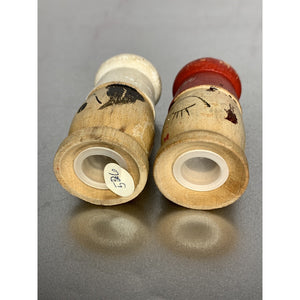 Vintage Wood Him/Her Mr. Mrs. Chef Salt & Pepper Shakers Miniatures 2 1/2”h