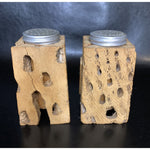 Vintage Cholla Cactus Square Salt & Pepper Shakers Wood