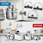 4 Pack Adjustable Pot Lid Holder, Lid Organizer Fits 6" to 14" Lids, with Screws
