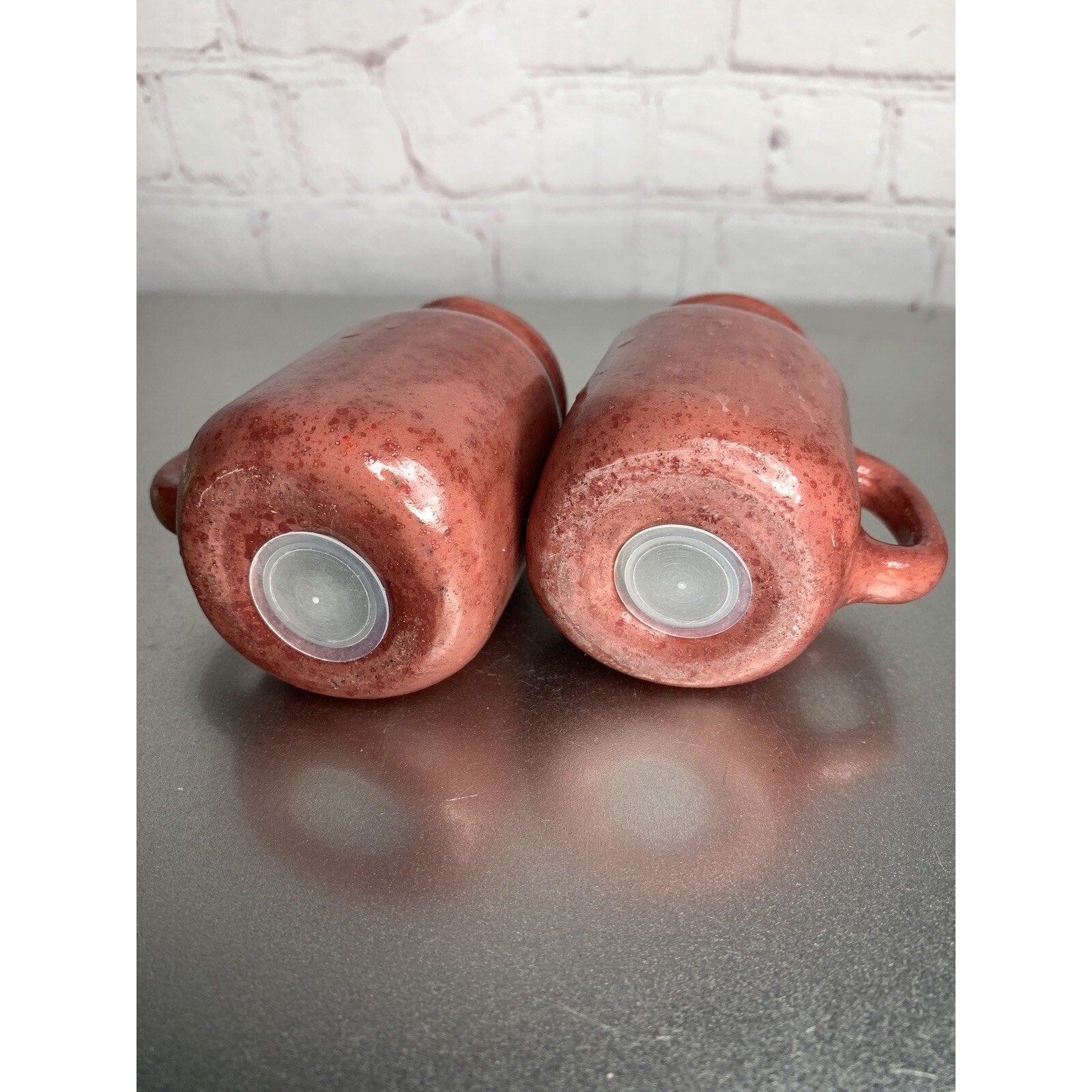 Vintage Mason Jar Ceramic Speckled Coated Salt & Pepper Shakers Burgundy