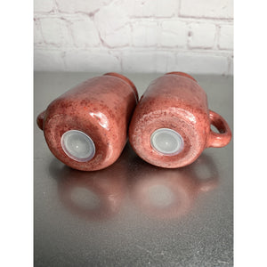 Vintage Mason Jar Ceramic Speckled Coated Salt & Pepper Shakers Burgundy