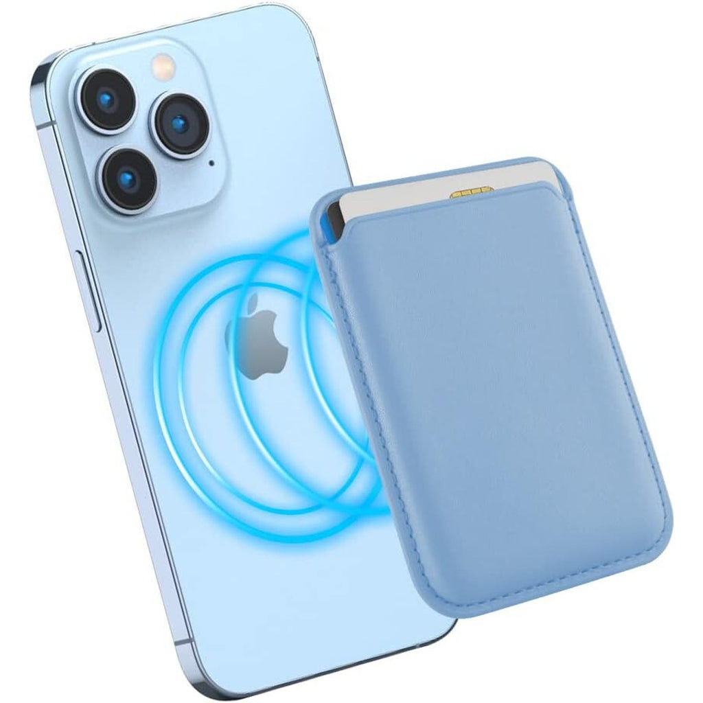 Magnetic Card Wallet Holder w/MagSafe for iPhone 15, 14, 13, Max/Plus/Pro-Blue