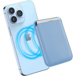 Magnetic Card Wallet Holder w/MagSafe for iPhone 15, 14, 13, Max/Plus/Pro-Blue