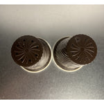 Vintage MCM Plastic Melamine Brown White Salt & Pepper Shakers