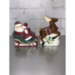 Mikasa Ceramic Christmas Wish Santa Reindeer Salt & Pepper Shakers-Read Descrip.