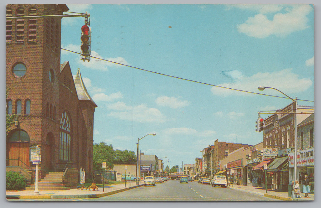 Main Shopping District, Rahway Union County, New Jersey, Vintage Post Card.