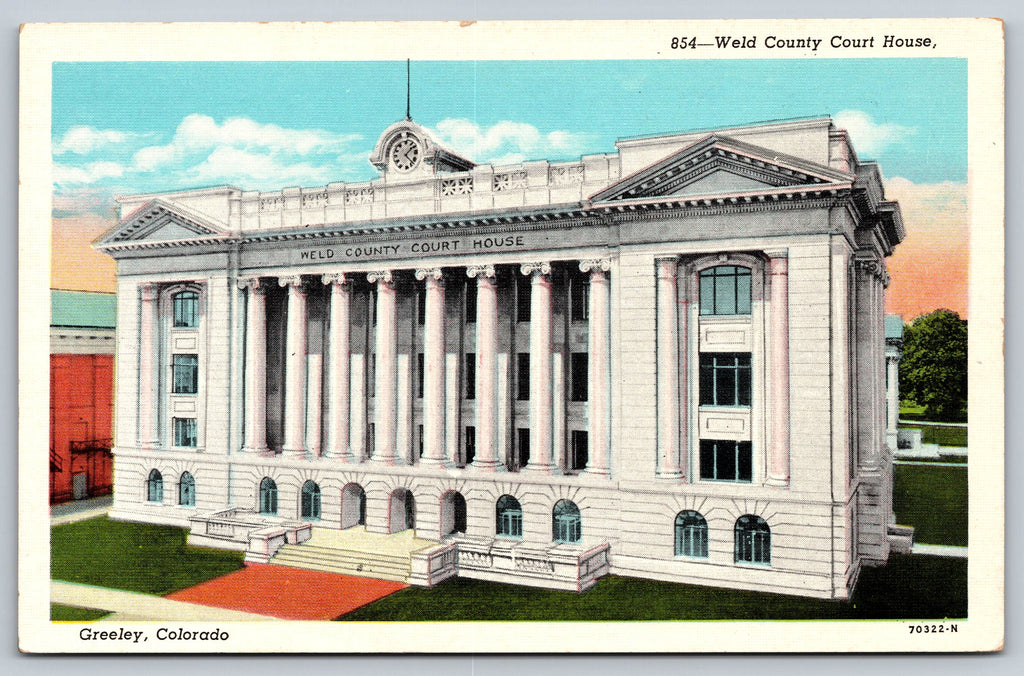Weld County Court House, Greeley, Colorado, Vintage Post Card