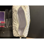 Quilted Floral Makeup Cosmetic Bag & 7-pc Premium Synthetic Makeup Brush Set Lot