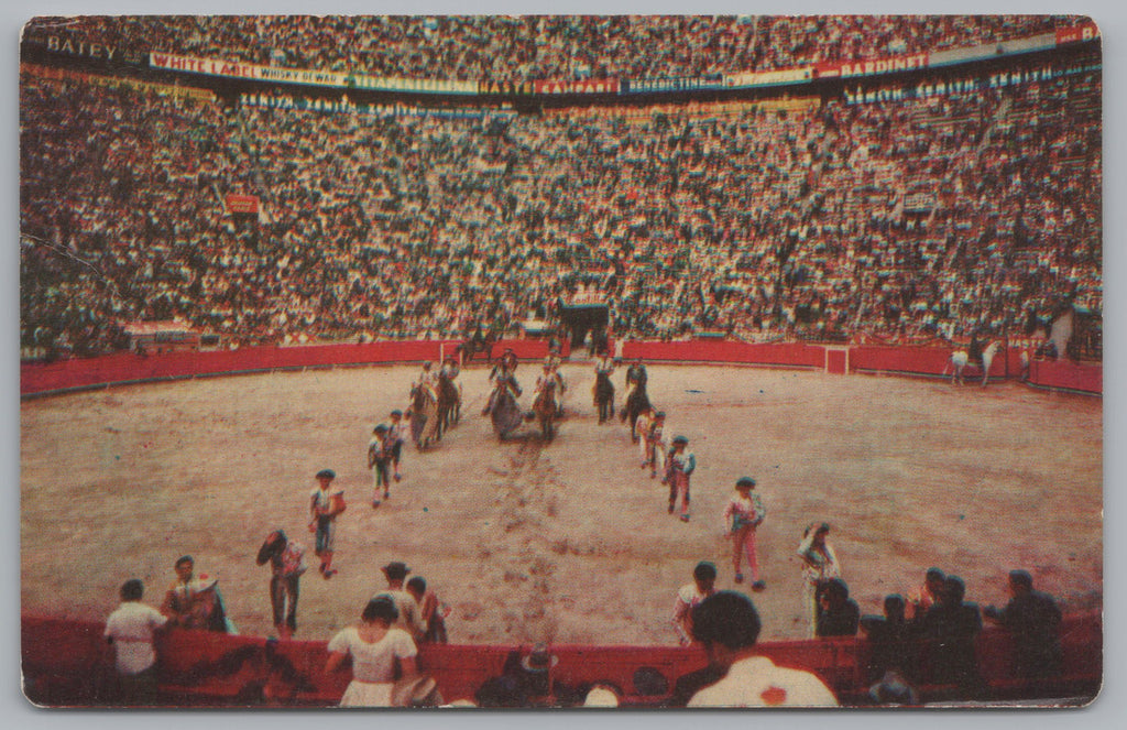 The Opening Parade at El Paseo Bullfight, Mexico, Vintage Post Card.