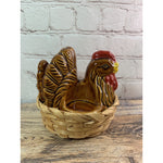 Ceramic Chicken Hen In Basket Salt Pepper Shaker Napkin Holder Brown Giftco