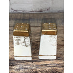 Vintage Bavaria Miniature White Gold Salt & Pepper Shakers Porcelain 1 3/4”