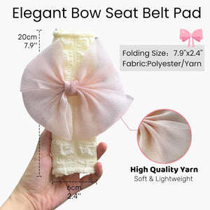 Seat Belt Cover Pad, w/Pink Bow for Women, Soft Seat Belt Covers Set of 2