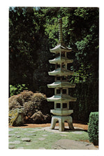 Five Tiered Pagoda Stone Lantern, Japanese Garden, Portland VTG PC