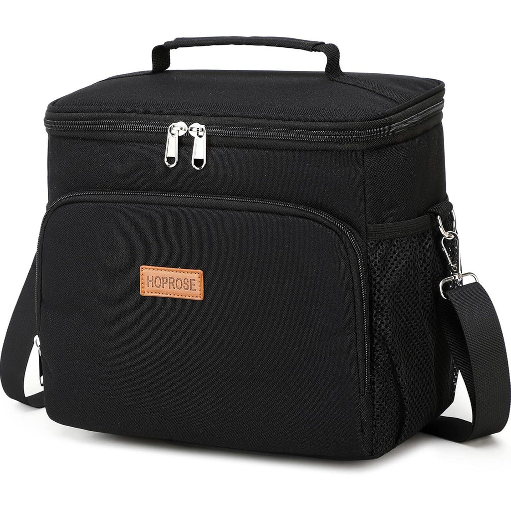 Lunch Bag Cooler Tote Reusable Insulated Leak-Proof, Thermal, Large Size, Black