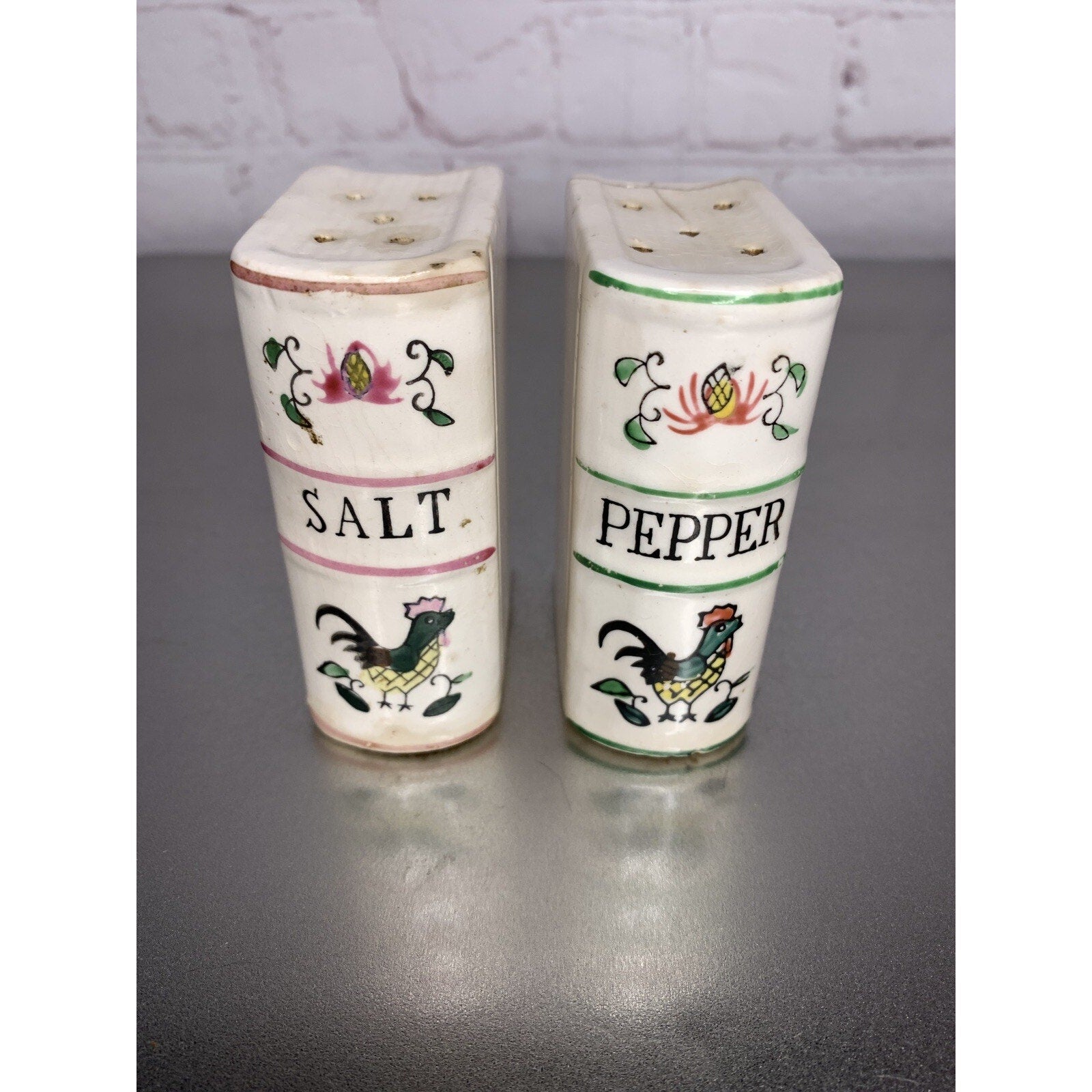 Vintage Rooster Book Salt & Pepper Shakers Japan-Read Description