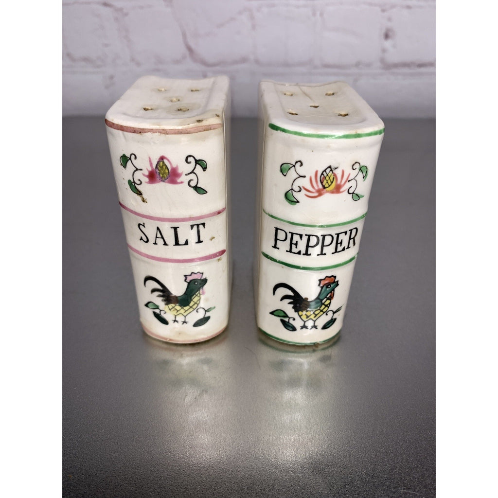 Vintage Rooster Book Salt & Pepper Shakers Japan-Read Description