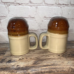 Vintage Ceramic Mug Style Salt & Pepper Shakers Brown/Tan