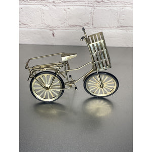 Vintage Goldtone Bicycle Salt & Pepper Shaker Toothpick Caddy/Holder