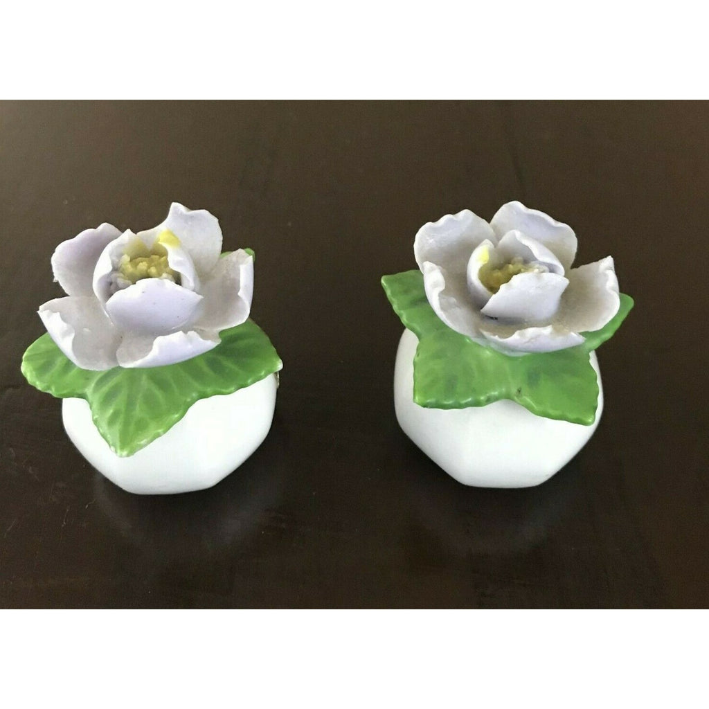 Vintage Fine Diammantine China Rose Salt & Pepper Shakers - Japan