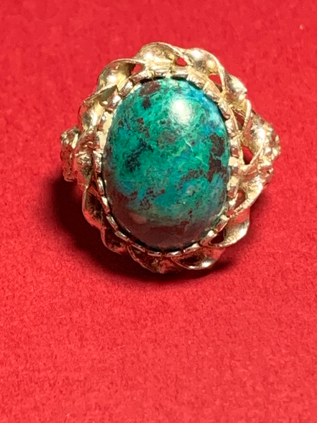 Vintage Sterling Silver Navajo/South Western Style Faux Turquoise Ring Size 8