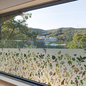Window Film Roll, Botanical Flower Pattern, Frosted Privacy Film