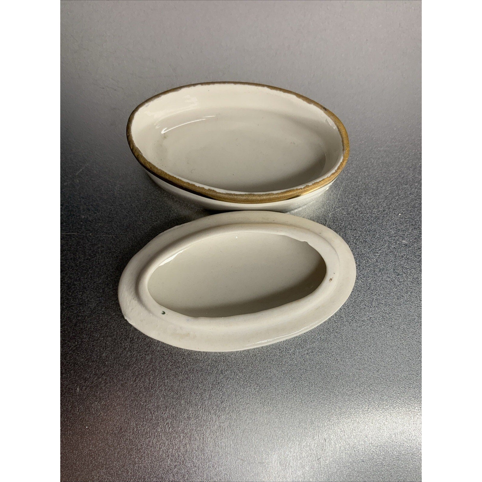 Vintage Mount Vernon VA Oval Trinket Dish w/Lid Courting Scene Ceramic
