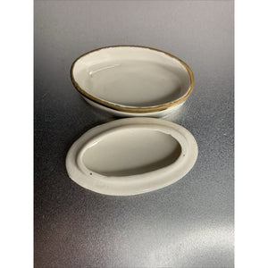 Vintage Mount Vernon VA Oval Trinket Dish w/Lid Courting Scene Ceramic