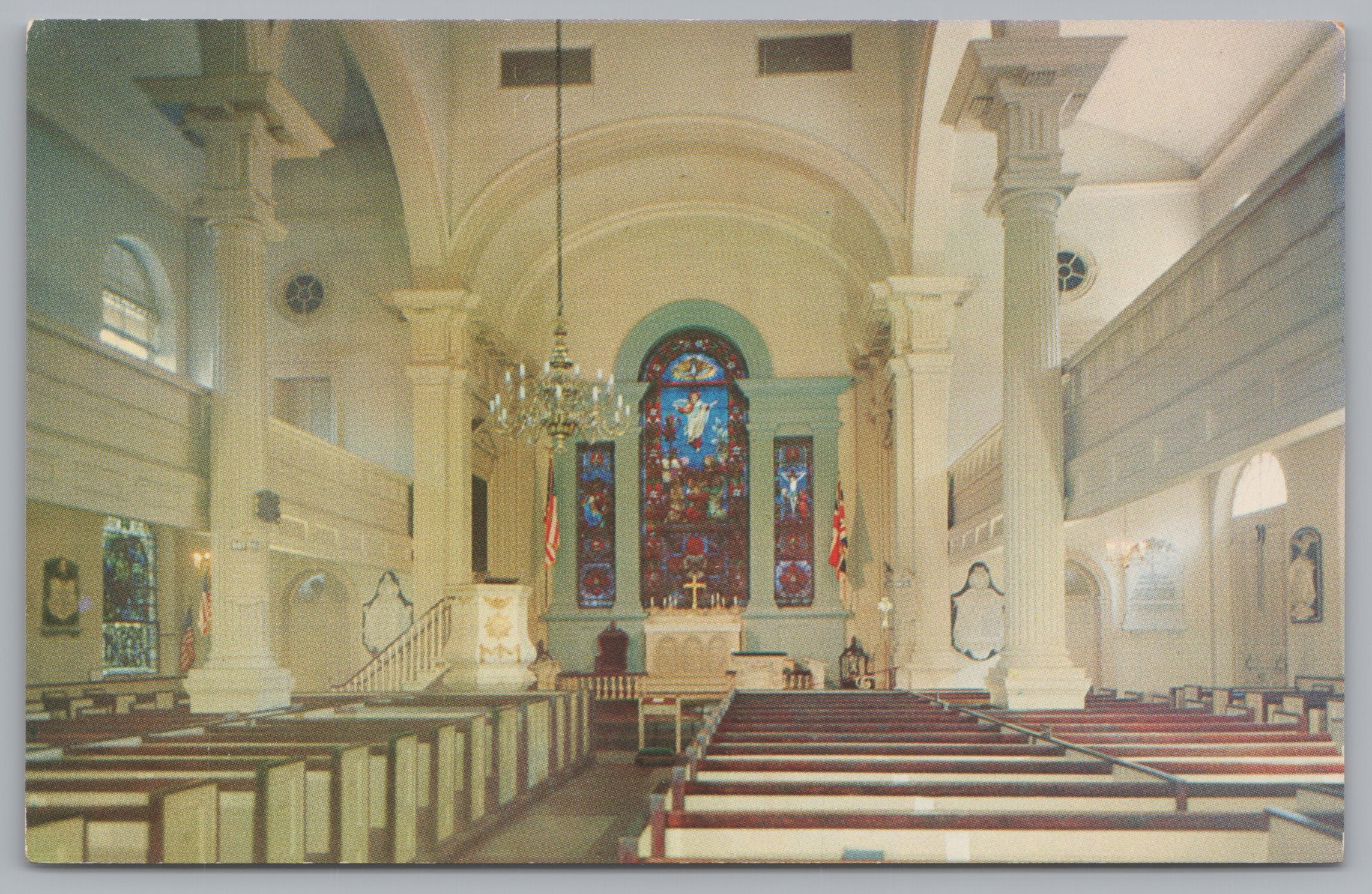 Inside Christ Church, Philadelphia, Vintage Post Card.