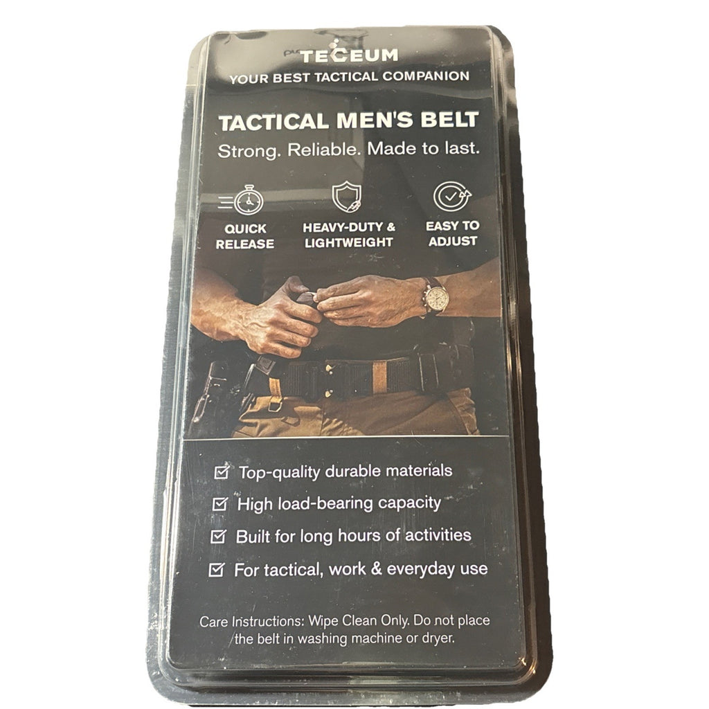Teceum Heavy Duty Men’s Tactical Belt, Quick Release Buckle, Black-Size S-NEW