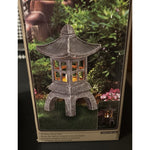Japanese Style Solar Garden Stone Pagoda Lantern Resin Statue Zen Ornament