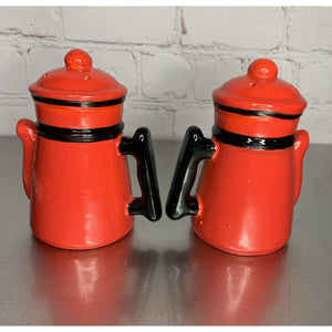 Vintage Red Coffee/Tea Pot Salt & Pepper Shakers Ceramic