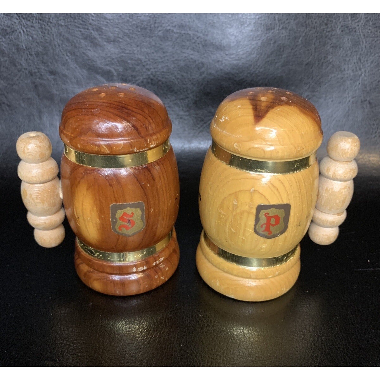 Vintage Wood Burlington Iowa Souvenir Salt & Pepper Shakers