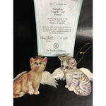 Bradford Editions Purr-fect Little Angels Ornaments (2) Charlie & Simon w/COA