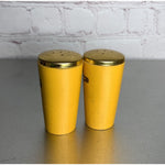Vintage Wood Yellow Battle of Horseshoe Bend Salt & Pepper Shakers Japan 1960s