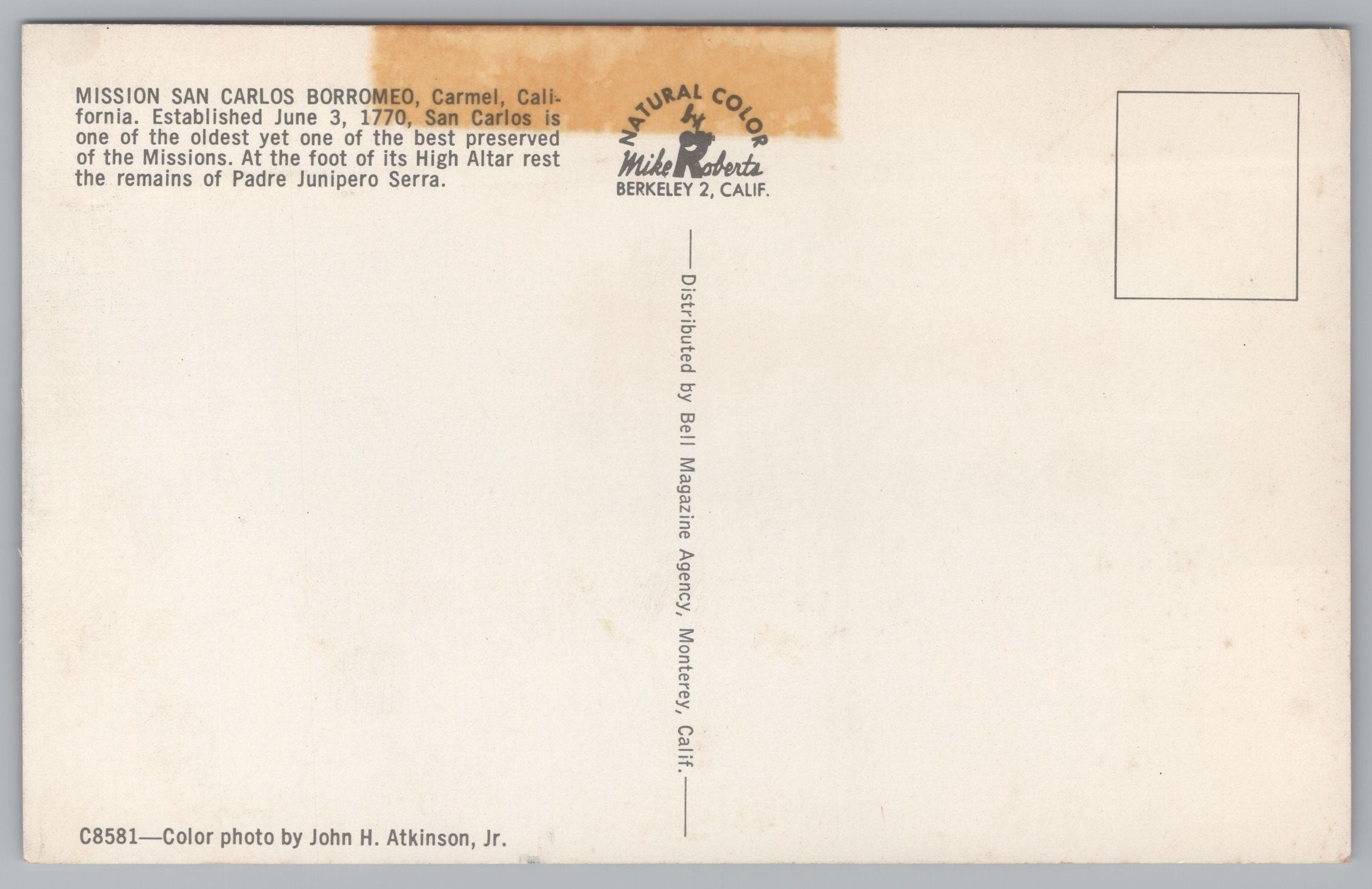 Mission San Carlo Borromeo, Carmel, California, USA, Vintage Post Card.