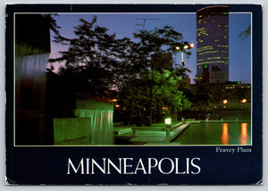 Peavey Plaza, Night View Minneapolis, Vintage Post Card