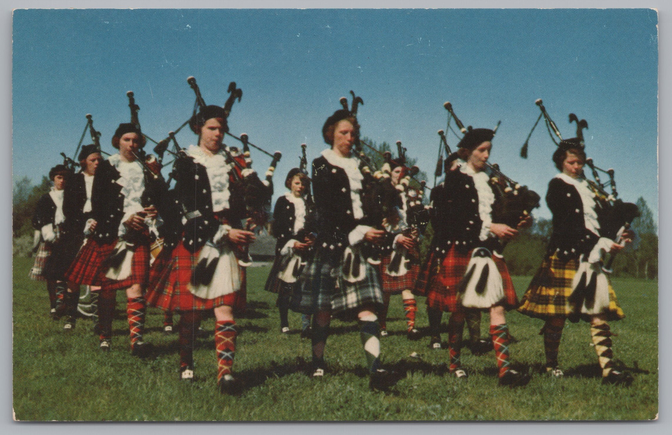 Girls Highland Pipe Band, New Glasgow, Nova Scotia, Vintage Post Card.