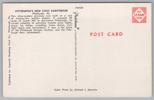 Pittsburgh’s New Civic Auditorium, Vintage Post Card.