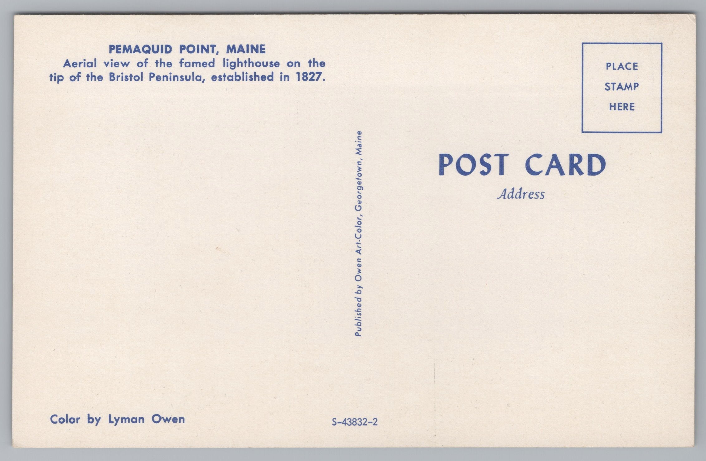 Pemaquid Point, Bristol Peninsula, Maine, USA, Vintage Post Card.