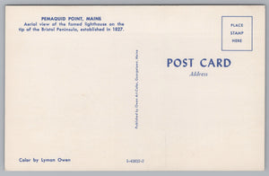 Pemaquid Point, Bristol Peninsula, Maine, USA, Vintage Post Card.