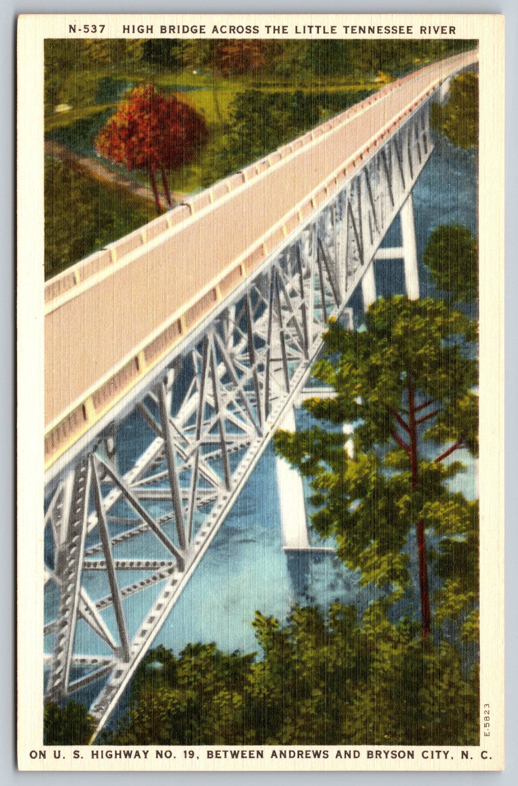 High Bridge Over The Little Tennessee River, USA, Vintage Post Card